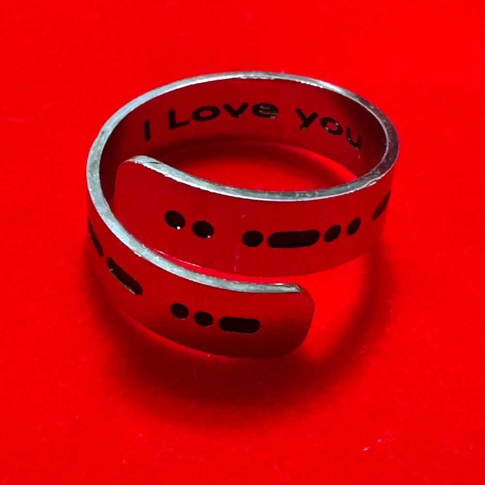 MORSE CODE LOVE SPOON RING NWOT